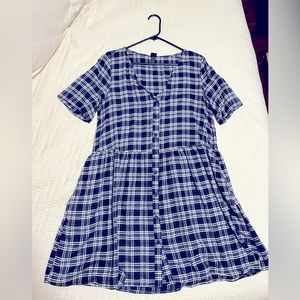 Plaid baby doll dress - Blue plaid, size M